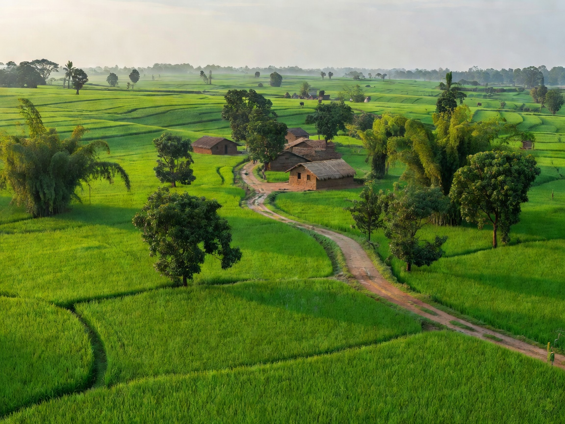 Lush green countryside of the historical Cooch Behar enclaves district